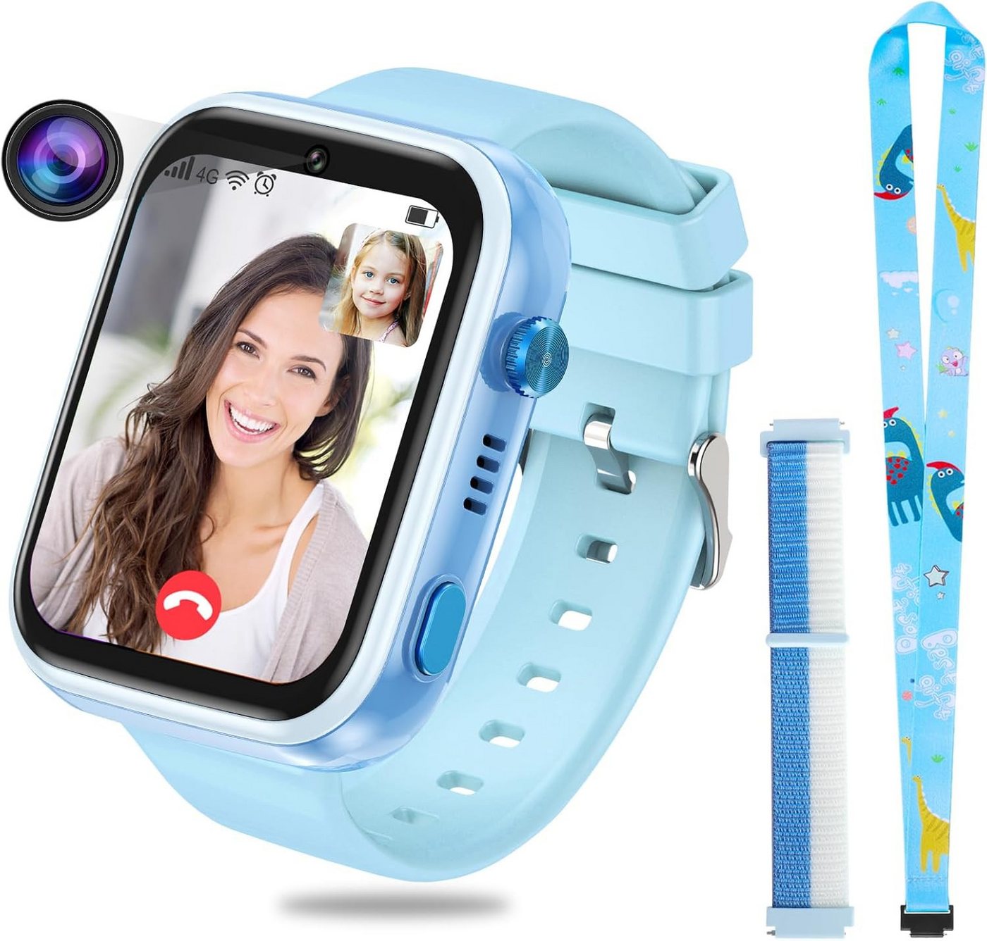 OKYUK Smartwatch (2,0 Zoll, Android, iOS), für Kinder, mehrere Desktop-Stile zur Auswahl, Zwei-Wege-Anrufe, GPS von OKYUK