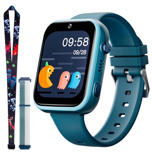 OKYUK T45 Smartwatch Kinder, 4G Kinder smartwatch, GPS Tracker Kinder,Armbanduhr Kinder Junge,kinderuhr mit Video Phone Call, Nachrichten, Schulmodus, SOS-Funktion, Kamera und Schrittzähler (Grün) von OKYUK