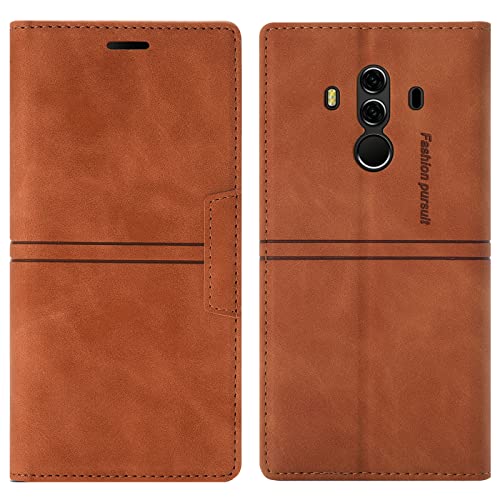 OKZone Kompatibel mit Huawei Mate 10 Pro Hülle, Handyhülle Wallet PU Leder Kartenfach Magnet Klappbar Schutzhülle Huawei Mate 10 Pro Hülle Flip Handytasche Case Cover Stoßfest Klapphülle (Braun) von OKZone