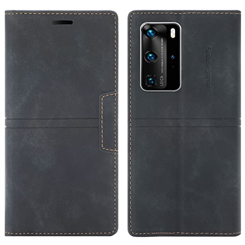 OKZone Kompatibel mit Huawei P40 Pro Hülle, Handyhülle Wallet PU Leder Kartenfach Magnet Klappbar Schutzhülle Huawei P40 Pro Handy Hüllen Flip Handytasche Case Cover Stoßfest Klapphülle (Schwarz) von OKZone