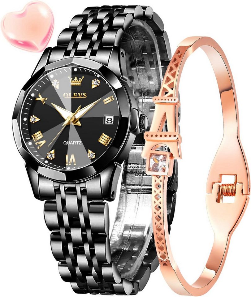 OLEVS Importiertes Quarzwerk Watch, mit Stabile Zeitmessung, Design, Wasserdicht Diamantbesetzte Indizes von OLEVS