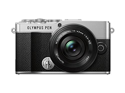 Olympus Pen E-P7 Kamera-Kit, 20-MP-Sensor, neigbarer HD LCD-Bildschirm, 4K-Video, Wi-Fi, Farb- und Monochromprofilsteuerung, Silber, inkl. M.Zuiko Digital ED 14-42mm EZ, schwarz von OM SYSTEM
