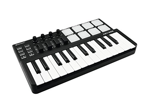 Omnitronic KEY-288 MIDI-Controller | USB-MIDI-Controller mit 25 Tasten, 8 Pads, je 4 Regler und Fader, für Musiker, Produzenten und DJs | Extrem leicht und kompakt für Laptoptasche oder Rucksack von OMNITRONIC