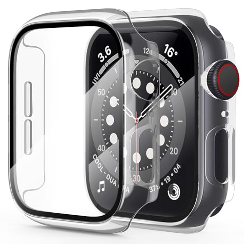 OMOTON für Apple Watch SE/Series 6/5/4 40mm Schutzhülle, Hard Hülle mit Displayschutz kompatibel Apple Watch SE/Series 6/5/4 40mm, Einfache Installation, Anti-Kratzer, 2 Stück, Transparent von OMOTON