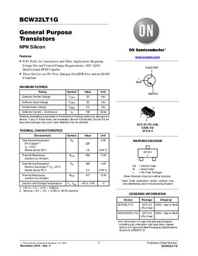 ON Semiconductor Transistor (BJT) - diskret BCW32LT1G SOT-23 NPN Tape on Full reel von ON Semiconductor