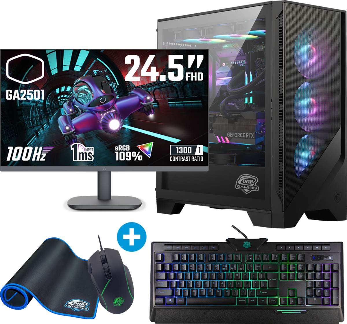 Gaming Komplett-PC - Intel Core i5-11400F - NVIDIA GeForce RTX 4060 Ti - mit Zubehör von ONE GAMING