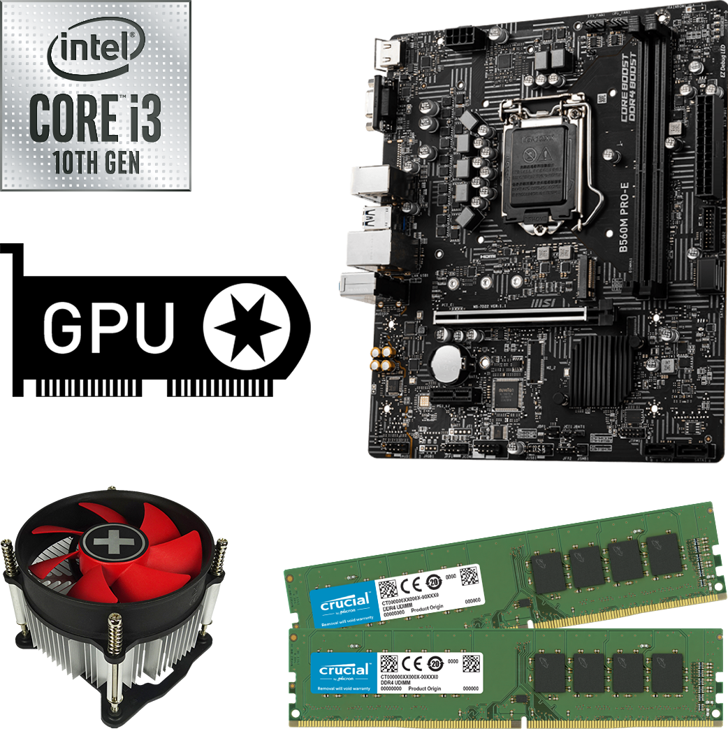 PC Aufrüstkit - Intel Core i3-10100F - NVIDIA GeForce GT 710 - von ONE