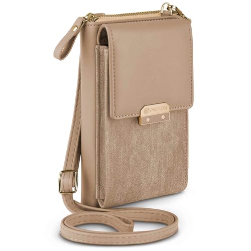 ONEFLOW Bliss Purse für Samsung Galaxy A10 Handytasche zum Umhängen Damen mit Portemonnaie, Handy Umhängetasche mit Geldbörse und Handyfach, Kleine Handtasche, Cream Beige von ONEFLOW