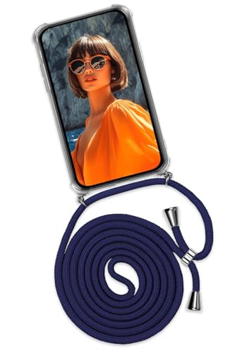 ONEFLOW Twist Case – Handyhülle mit Band für Huawei P smart 2019 - Handykette zum Umhängen, Hülle mit Kette abnehmbar, Handy Umhängeband, Schutzhülle und Kordel – Blau Silber von ONEFLOW