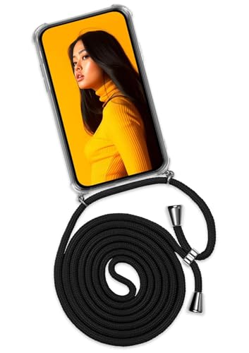 ONEFLOW Twist Case für Samsung Galaxy A70 Handykette abnehmbar, Handyhülle mit Band zum Umhängen, Hülle mit Kette Handy Umhängeband, Schutzhülle und Kordel, Schwarz von ONEFLOW