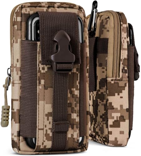 ONEFLOW Survival Case kompatibel mit Realme 12 Pro/12 Pro Plus 5G – Handy Gürteltasche aus Nylon mit Karabiner, Taktische EDC Tasche mit Gürtel Halterung, Outdoor Handyhülle – Camo Braun von ONEFLOW