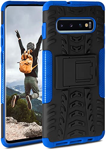 ONEFLOW Tank Case kompatibel mit Samsung Galaxy S10 Plus - Hülle Outdoor stoßfest, Handyhülle mit Ständer, Kamera- und Bildschirmschutz, Handy Hardcase Panzerhülle, Horizon - Blau von ONEFLOW