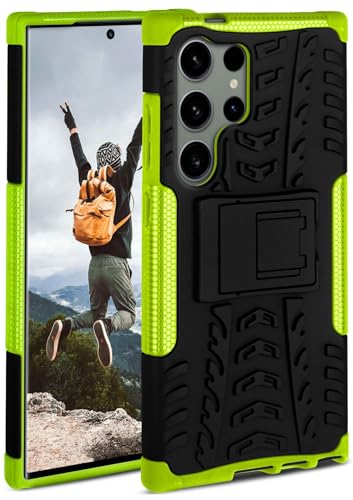 ONEFLOW Tank Case für Samsung Galaxy S24 Ultra Hülle Outdoor, stabile Panzerhülle mit Kamera und Display Schutz, sichere Handyhülle, TPU Handy Schutzhülle mit Ständer, Grün Schwarz von ONEFLOW