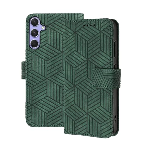 Handyhülle für Samsung Galaxy A55 Leder Schutzhülle Ständer Kartenfächer Stoßfeste Hülle Samsung Galaxy A55 5G Klapphülle Wallet Flip Case, Grün von ONETHEFUL