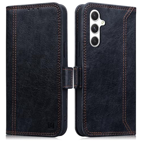 ONETHEFUL Handyhülle für Samsung Galaxy A25 5G Premium PU Leder Hülle Mit Ständer Kartenfach Schutzhülle, Klapphülle für Samsung A25 5G Magnetisch Tasche - Schwarz von ONETHEFUL