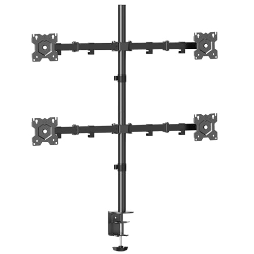 ONKRON Monitor Halterung 4 Monitore für 13-32 Zoll Bildschirme bis 8 kg (x4), 4fach Monitorhalterung Tisch 75x75 & 100x100 VESA Tischhalterung Monitor Arm schwenkbar neigbar drehbar Schwarz D421E-B von ONKRON