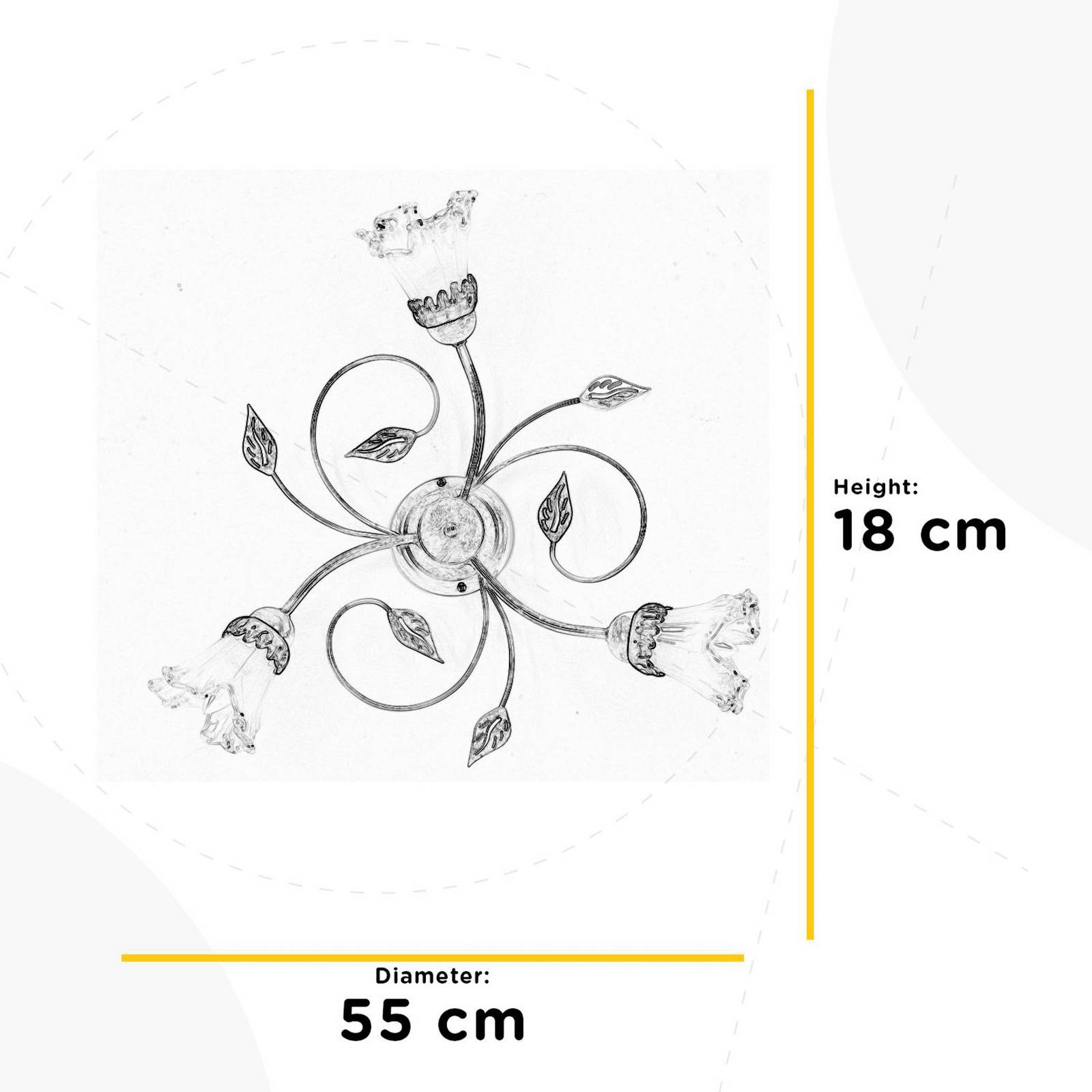 Deckenlampe Lancia, elfenbeinfarben, 3-flammig, Eisen, Glas Deckenlampe Lancia, elfenbeinfarben, 3-flammig, Eisen, Glas von ONLI