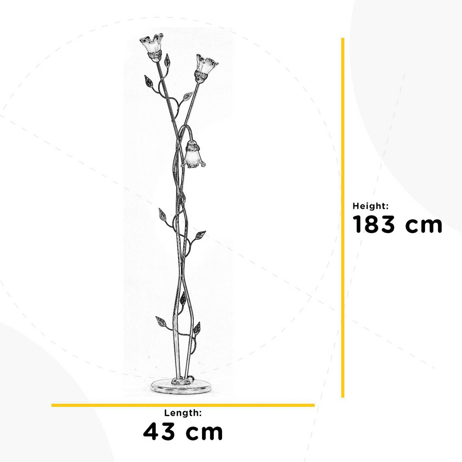 Stehleuchte Lancia, elfenbeinfarben, 3-flammig, Eisen, Glas Stehleuchte Lancia, elfenbeinfarben, 3-flammig, Eisen, Glas von ONLI