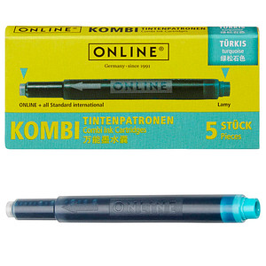 ONLINE® 17176/12 Tintenpatronen für Füller türkis-blau 5 St. von ONLINE®