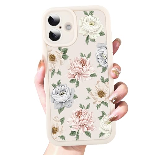 OOK Schutzhülle für iPhone 16 Plus, süßes Blumenmuster, Design für Mädchen und Frauen, weiches Silikon, Kameralinse, Schutzhülle für iPhone 16 Plus, 17,5 cm, Weiß von OOK