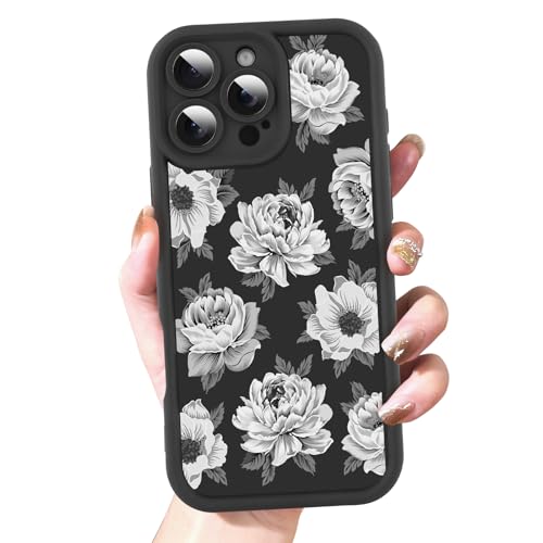 OOK Schutzhülle für iPhone 16 Pro Max, süßes Blumenmuster, Design für Mädchen und Frauen, weiches Silikon, Kameralinse, Schutzhülle für iPhone 16 Pro Max, 17,5 cm, Schwarz von OOK