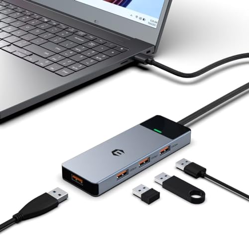 OOTDAY USB C Hub, USB LAN Hub, Multiport Adapter USB mit 4 USB A Ports, USB 3.2 Gen 2 Speed 10Gbps, 50CM Cable, kompatibel mit Mac Pro, Laptop von OOTDAY