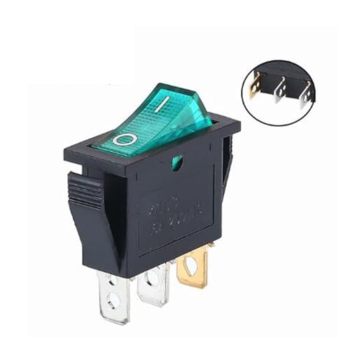 1PCS KCD3 Rocker Switch ON-OFF ON-OFF-ON 2 Position 3Pins Electrical equipment With Light Power Switch 16A 250V / 20A 125V AC(2D 3PIN Green) von OOYIALET