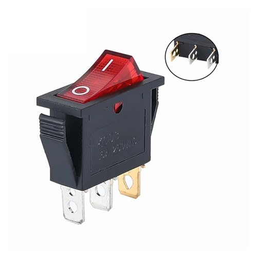 1PCS KCD3 Rocker Switch ON-OFF ON-OFF-ON 2 Position 3Pins Electrical equipment With Light Power Switch 16A 250V / 20A 125V AC(3PIN Red) von OOYIALET