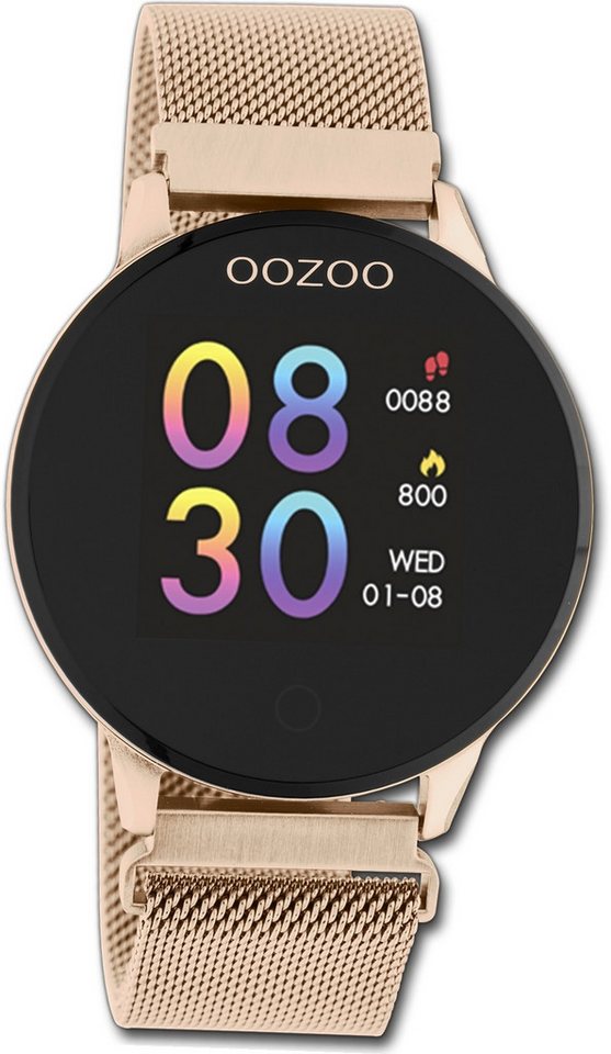 OOZOO Oozoo Damen Armbanduhr Smartwatches Smartwatch (kompatibel ab Android 5.1+ und IOS 8.0), Multifunktionsuhr, Damenuhr Metallarmband rosegold, rundes Gehäuse, groß (ca. 43mm) von OOZOO