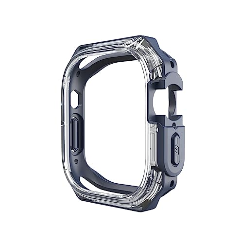 OPKDE Geeignet für Apple Watch-Gehäuse, 40 mm, 44 mm, 41 mm, 45 mm, 49 mm, Polycarbonat, transparent, Halbpackung, TPU-Uhrengehäuse, Ultra 49 mm (Nachtblau, 44 mm) von OPKDE