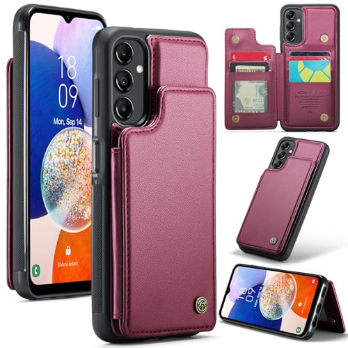 Smartphone Back Case Brieftaschen-Hülle kompatibel mit Samsung Galaxy A14 5G, magnetische Hülle mit Kartenhalter, RFID-blockierende Leder-Brieftasche, doppelter Magnetverschluss, langlebige, stoßfeste von OQQPXIUY