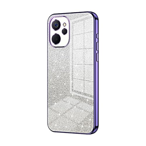 Smartphone Back Case Kompatibel mit OPPO Realme 9i 5G/Realme10 5G/Realme 10T Hülle, klare Glitzer-Galvanik-Hybrid-Schutzhülle, schlanke, transparente, kratzfeste und stoßdämpfende TPU-Stoßfängerhülle von OQQPXIUY