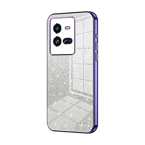 Smartphone Back Case Kompatibel mit VIVO IQ00 10Pro Hülle, klare Glitzer-Galvanik-Hybrid-Schutzhülle, schlanke, transparente, kratzfeste, stoßdämpfende TPU-Stoßfängerhülle Compatible with IQ00 10Pro C von OQQPXIUY