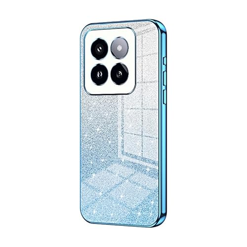 Smartphone Back Case Kompatibel mit der Xiaomi 14 Ultra-Hülle, klare Glitzer-Galvanik-Hybrid-Schutzhülle, schlanke, transparente, kratzfeste und stoßdämpfende TPU-Stoßfängerhülle Compatible with 14 Ul von OQQPXIUY