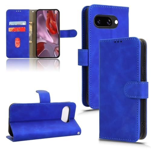 Smartphone-Klapphülle Wallet Case kompatibel mit Google Pixel 9A Case mit Kartenhalter, Flip Case PU Leder Phone Wallet Case mit Handschlaufe, stoßfeste Schutzhülle Klapphüllen(Blue) von OQQPXIUY