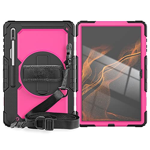 Tablet PC Taschen Hüllen Sleeves Compatible with Samsung Galaxy Tab S8 Ultra 14.6 " (SM-X900 / X906) Hochleistungs-Stoßdämpfer. Tpu. Fall, Schutzhülle W Displayschutzfolie 360 ​​Schwenkständer + Handg von OQQPXIUY