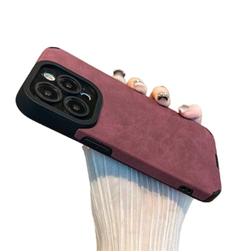 ORBANA Hülle für iPhone 12 Pro, Luxus-Telefonabdeckung aus mattiertem Leder mit Linsenschutz, Weinrot, für iPhone 12 Pro Hülle von ORBANA