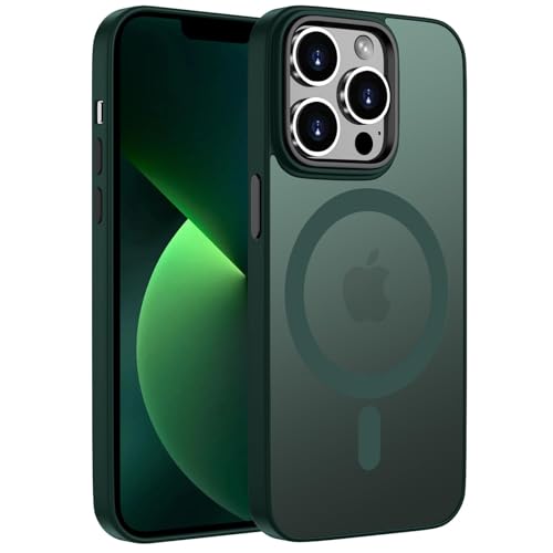 ORDA Magnetisch Hülle für iPhone 13 Pro 6,1 Zoll Kompatibel mit MagSafe,für iPhone 13 Pro Case Durchscheinende Matt Handyhülle Rückseite Dünn Stoßfest Schutzhülle Grün von ORDA