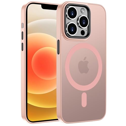 ORDA für iPhone 12 Pro Max Hülle 6.7 Zoll Kompatibel mit MagSafe,Magnetisch Handyhülle für iPhone 12 Pro Max Case Durchscheinende Matt Rückseite Dünn Stoßfest Schutzhülle Rosa von ORDA