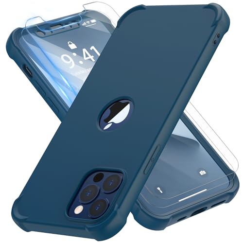 ORETECH Kompatibel mit iPhone 12 Pro Max Hülle Silikon 6,7 Zoll, Silikon Handyhülle für iPhone 12 Pro Max mit 2 Schutzfolie, Kratzfeste und Stoßfeste Schutzhülle für iPhone 12 Pro Max Case Blau von ORETECH