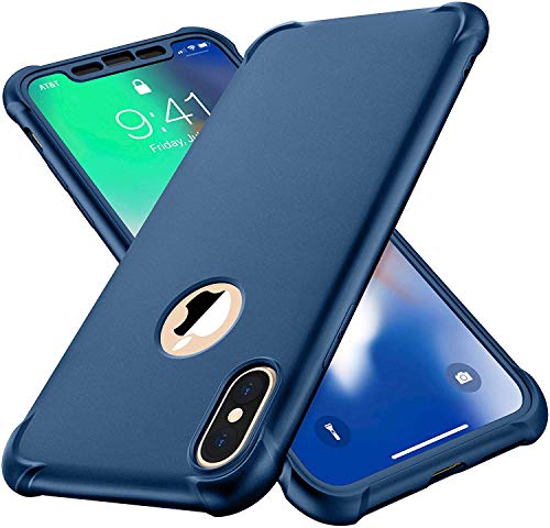 ORETECH Kompatibel mit iPhone XS Max Hülle, mit [2X Displayschutzfolie] 360 Grad Stoßfest Dünn Schutzhülle TPU Silikon Hart PC Slim Rugged Case Handyhülle für iPhone XS Max 6,5 Zoll, Blau von ORETECH