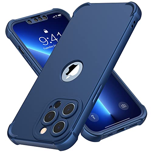 ORETECH für iPhone 13 Pro Hülle (6,1"), Handyhülle für iPhone 13 Pro mit [2X Schutzfolie,Vordere und Hintere Hülle] 360 Grad Stoßfest Silikon Schutzhülle für iPhone 13 Pro Case, Blau von ORETECH