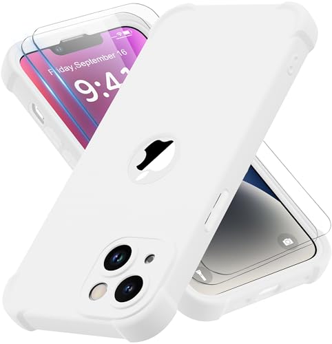 ORETECH für iPhone 14 Plus Hülle, Silikon Handyhülle iPhone 14 Plus, Stoßfest Militärstandard FallSchutz Hülle iPhone 14 Plus [1 Handyhülle+2 Schutzfolie] Kratzfestes Schutzhülle iPhone 14 Plus Weiß von ORETECH