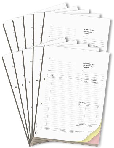 ORGASET Regiebericht/Rapport | DIN A4 | 3-fach selbstdurchschreibend | 3x50 Blatt Durchschreibeblock | weiß/gelb/rosa | 10 Stk. von ORGASET