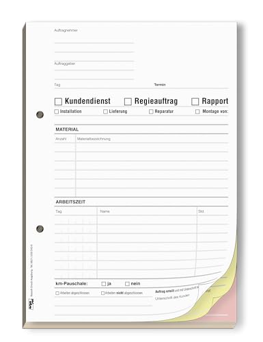 ORGASET Regiebericht/Rapport | DIN A5 | 3-fach selbstdurchschreibend | 3x50 Blatt Durchschreibeblock | weiß/gelb/rosa von ORGASET