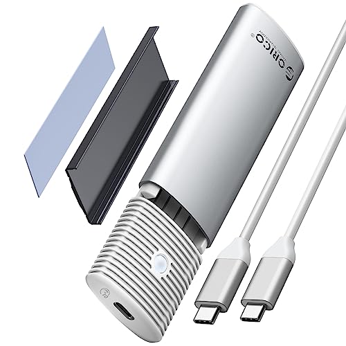 ORICO M.2 NVMe SSD Gehäuse USB 3.2 Adapter mit Kühlkörper 10 Gbps für NVMe PCIe M-Key/M+B Key in 2230/2242/2260/2280, M2 Gehäuse mit USB CC Kable, Werkzeuglos, USAP- PWM2G2-WH von ORICO