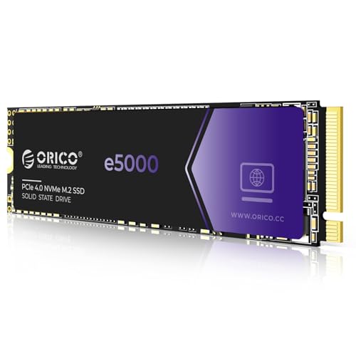 ORICO e5000 1TB M.2 NVMe SSD, PCIe Gen4x4 mit 5100MB/s Lesen 3600MB/s Schreiben, 3D QLC NAND Internal Solid State Drive SLC Dynamic Cache, kompatibel mit PS5 Desktop PC und Laptops von ORICO