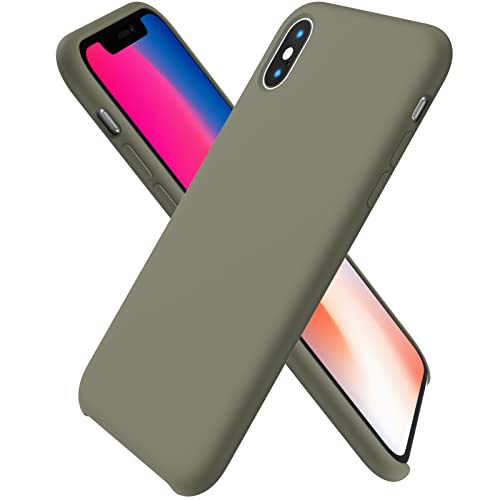 ORNARTO kompatibel mit iPhone XS/X Silikon Case, iPhone XS Hülle Ultra Dünne Flüssig Silikon Handyhülle Schutz für iPhone XS/X (2018) 5,8 Zoll Dunkelbraun von ORNARTO
