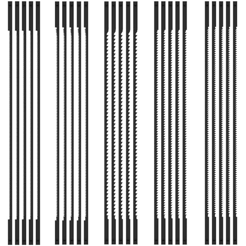 25pcs Dekupiersägeblatt Set 6-1/2-Zoll hohe Kohlenstoffstahl Laubsägeblätter mit Stift 10/15/18/24/28 TPI Scroll Saw Blades zum Schneiden Holz Kunststoff Schaum Nichteisenmetalle von OROMYO