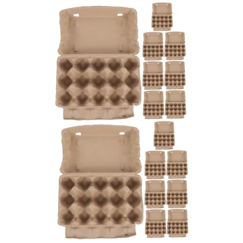 OSALADI 16 Stk Eiertransport Eierhalter eierboxen Eierkarton Eierbrei Halter für Eierschalen Eierträgerschale eierwagen behälter Kühlschrank-Eier-Organizer Ei leerer Karton Papier Khaki von OSALADI